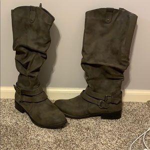 Grey below the knee boots